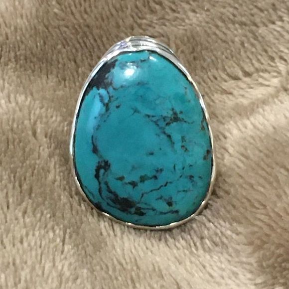 SILPADA Tumbled Turquoise Sterling Silver Statement Ring Sz 6 - Picture 10 of 11